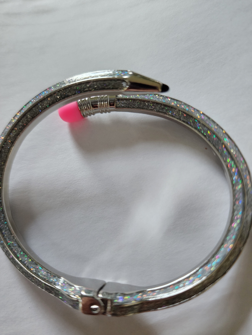 Gray Glitter Pencil Wrap Bracelet - Pink Eraser - NWOT